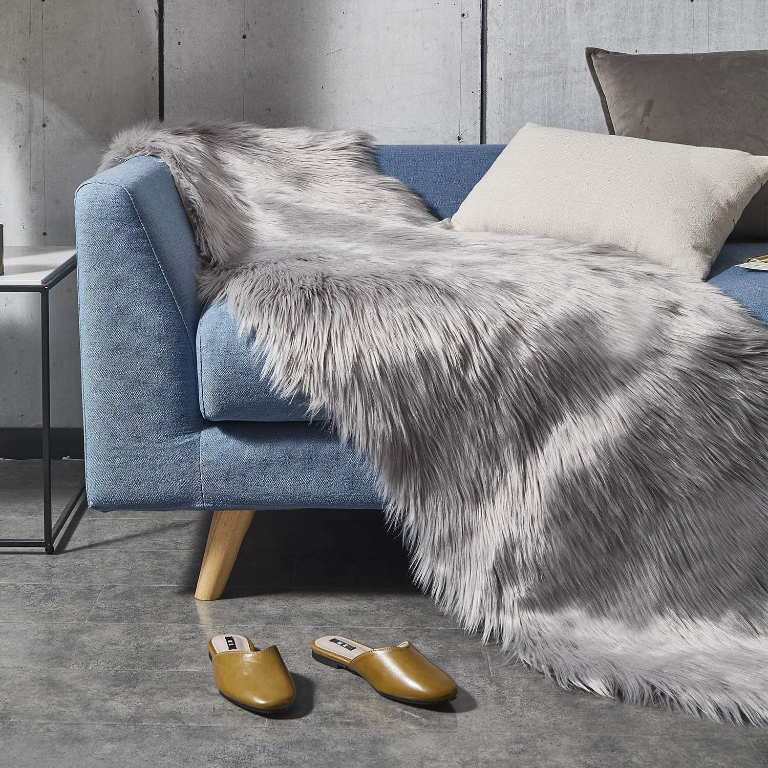 Soft Faux Fur Rug,Sheepskin Chair Cover Seat Pad Shaggy,Area Rugs