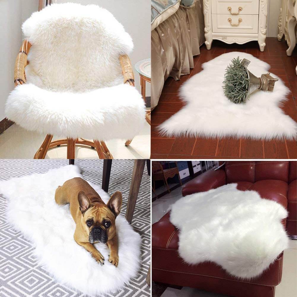 Soft Faux Fur Rug,Sheepskin Chair Cover Seat Pad Shaggy,Area Rugs